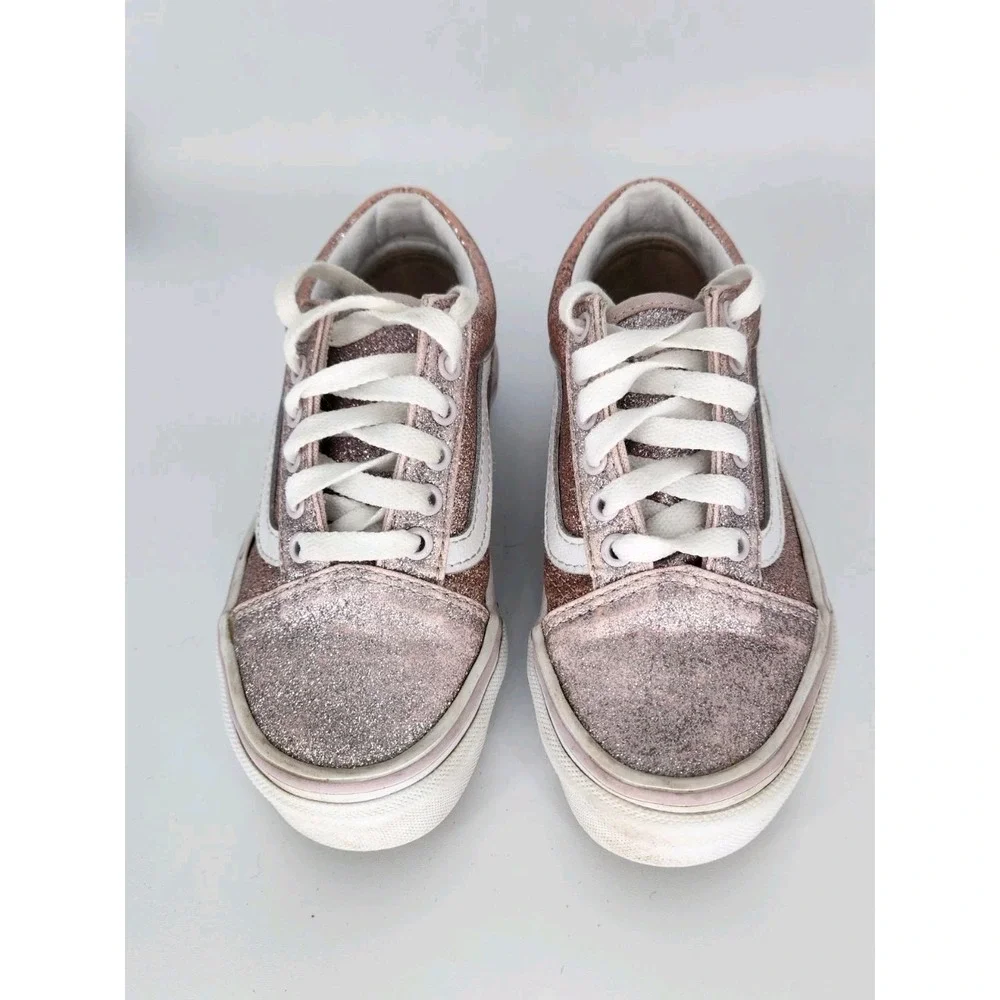 VANS OFF The WALL GIRLS SIZE 13 PINK SPARKLE Tie SNEAKERS SHOES GLITTER
